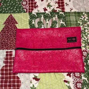 Makeup Junkie Pink Embossed Makeup Bag
